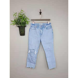 AF 29 Abercrombie & Fitch High Rise Skinny Jeans Curve Ripped Light Blue Frayed